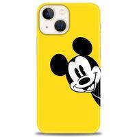 iPhone 13 Kılıf HD Baskılı Kılıf - Sarı Mickey Mouse + Tam Ekran Koruyucu