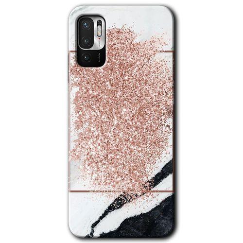 Poco M3 Pro Kılıf HD Desen Baskılı Arka Kapak - Simli Mermer + Kırılmaz Cam