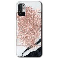 Poco M3 Pro Kılıf HD Desen Baskılı Arka Kapak - Simli Mermer + Kırılmaz Cam