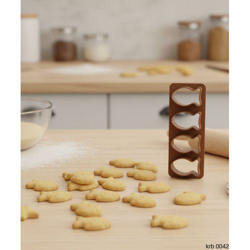 Balık Şekilli Kraker ve Kurabiye Kalıbı – 5’li Tek Parça Hamur Kesici, Şeker Hamuru ve Oyun Hamuru İçin