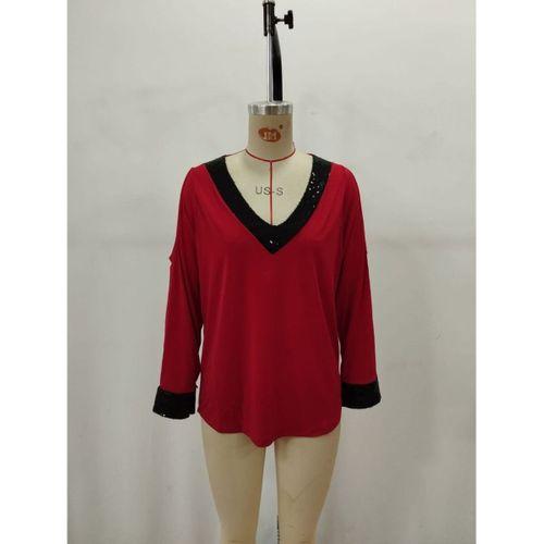 Kadın Uzun Kollu V Yakalı Omuzlardan Açık Sandy Bluz