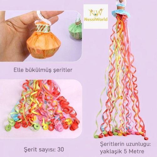 30 Şeritli Renkli Elle Atılan Konfeti – 5 Metre Uzayan Şerit Konfeti 1 Adet