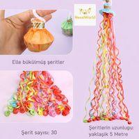 30 Şeritli Renkli Elle Atılan Konfeti – 5 Metre Uzayan Şerit Konfeti 1 Adet