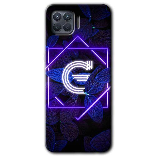 Oppo Reno 4 Lite Kılıf HD Desen Baskılı Arka Kapak + Temperli Cam - Dark Neon Yaprak G Harfi