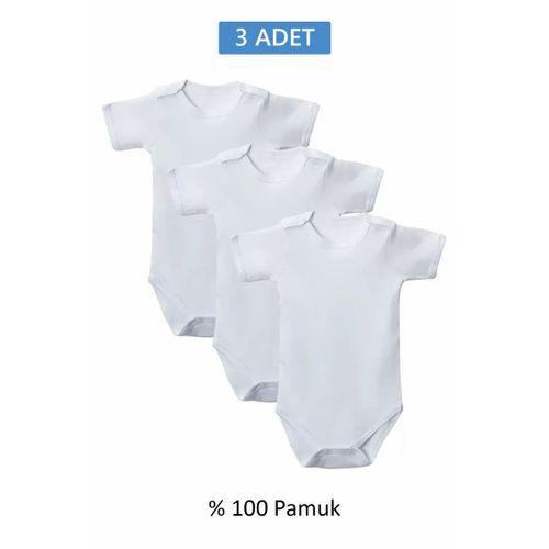 Beyaz Yarım Kol Body Zıbın 2-7 YAŞ Çocuklar İçin (3 ADET) Alttan Çıtçıtlı Özel Gereksinimli