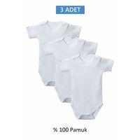 Beyaz Yarım Kol Body Zıbın 2-7 YAŞ Çocuklar İçin (3 ADET) Alttan Çıtçıtlı Özel Gereksinimli