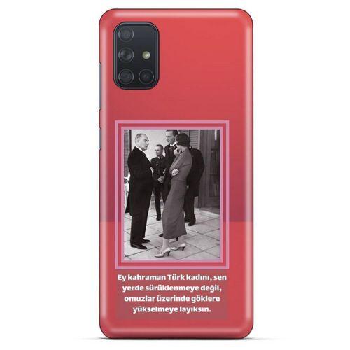 Samsung Galaxy M51 Kılıf Atatürk (5) Koruma Kabı Açık Kırmızı