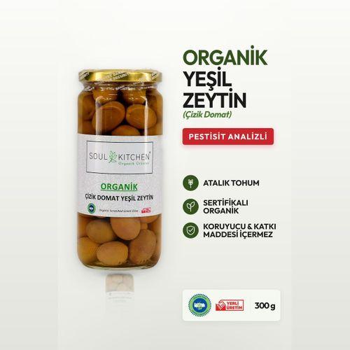 Organik Çizik Domat Yeşil Zeytin 300gr