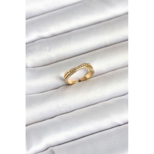 316L Çelik Gold Renk Zirkon Taşlı Kadın Yüzük