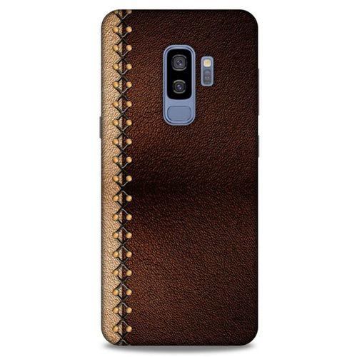 Samsung Galaxy S9 Plus Kılıf Patchwork (21) Koruyucu Kapak Kahve Gold