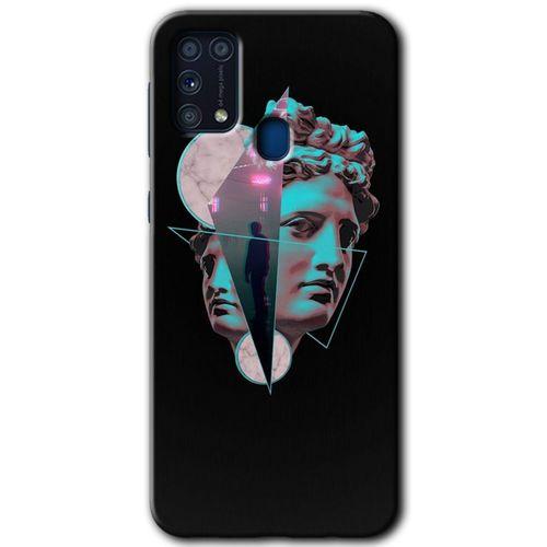 Samsung Galaxy M31 Kılıf Baskılı Kapak - Heykel +Tam Kaplayan Mat Seramik