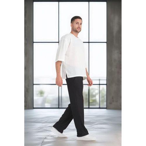 Bisiklet Yaka Fakir Kol Oversize Kısa Kol T-shirt - Beyaz