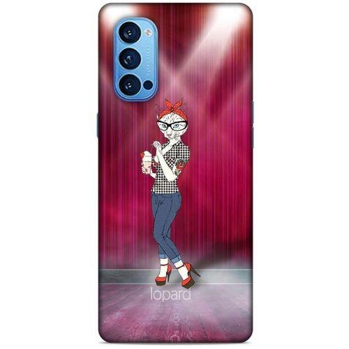 Oppo Reno 4 Pro Kılıf FunnyMaX (50) Shockproof Kılıf Koyu Pembe Kedi