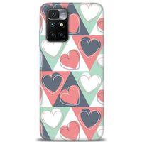 Xiaomi Redmi 10 Kılıf HD Baskılı Kılıf - Kalp Kalp + Tam Ekran Koruyucu