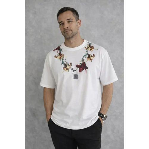 Erkek Baskılı T-Shirt Kısa Kol Bisiklet Yaka Regular Fit Rahat Kalıp Günlük Tişört - Beyaz