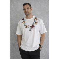 Erkek Baskılı T-Shirt Kısa Kol Bisiklet Yaka Regular Fit Rahat Kalıp Günlük Tişört - Beyaz