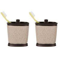 2 Adet Diş Fırçalık Bronz Kumlu Poliresin 10X12X5Cm Banyo Seti