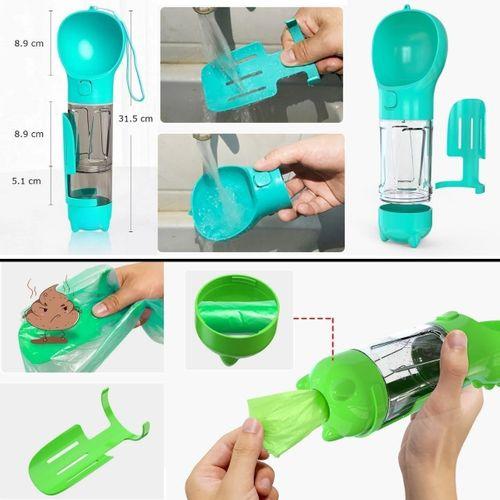 Taşınabilir Hazneli Mama Kaplı ,Kaka Poşetli Kedi,Köpek Suluğu-300ml