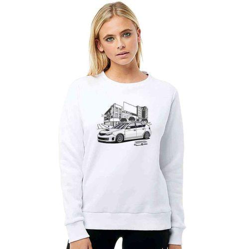 Subaru Hackback Baskılı Beyaz Kadın Sweatshirt