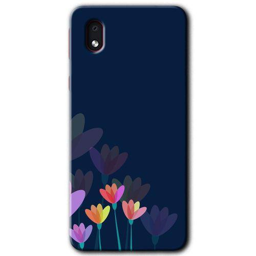 Samsung Galaxy A01 Core Kılıf Baskılı Kapak - Çizim Çiçekleri + 5D Tam Kaplayan Cam