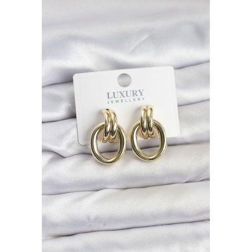 Gold Renk Pirinç Vintage Kadın Küpe