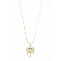 Sallantılı Taşlı Göz Kolye - Altın