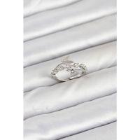 Pirinç Gümüş Renk Zirkon Taşlı Kelebek Model Kadın Yüzük