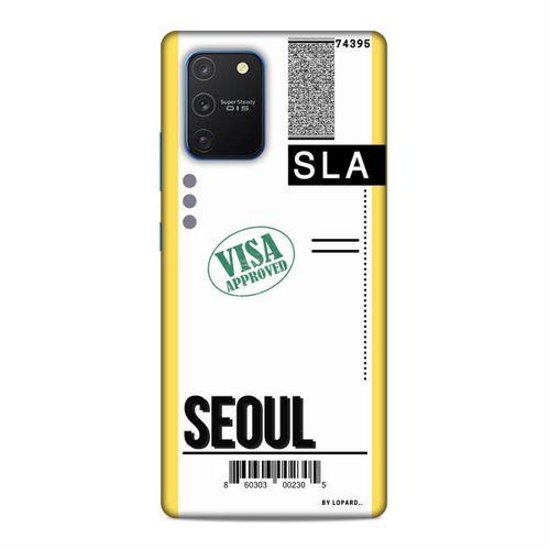 Samsung Galaxy 10 Lite Kılıf Uçak Bileti Seoul Arka Kapak Koruma Desenli Full Koruyucu