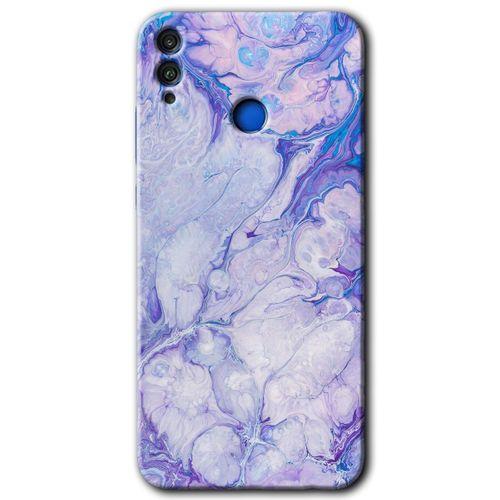 MRCİLETİSİM Honor 8c Kılıf HD Desen Baskılı Arka Kapak + Temperli Cam - Spots Lilac