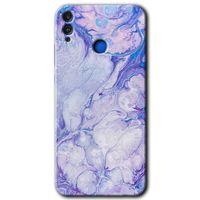 MRCİLETİSİM Honor 8c Kılıf HD Desen Baskılı Arka Kapak + Temperli Cam - Spots Lilac