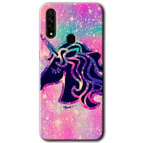 OPPO Oppo A31 Kılıf HD Desen Baskılı Arka Kapak + Temperli Cam - Unicorn Kristal