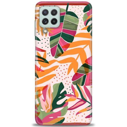 Samsung Galaxy M32 Kılıf HD Baskılı Kılıf - Turuncu Pembe + Tam Ekran Koruyucu