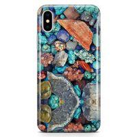 Apple iPhone XS Max Kılıf Pebbles Taşlı Arka Kapak Koruma Desenli Full Koruyucu