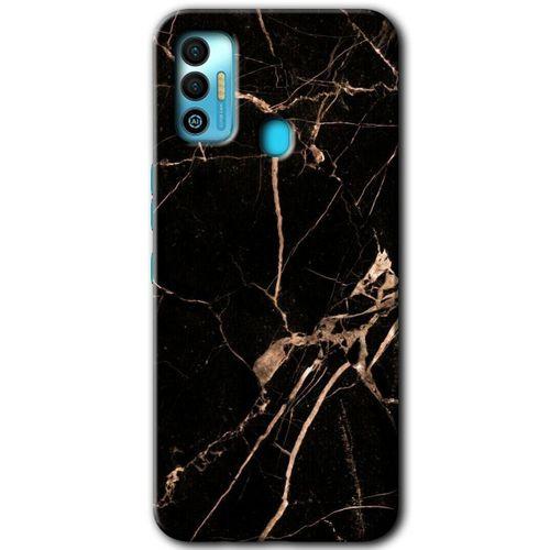 Tecno Spark 7T Kılıf HD Desen Baskılı Arka Kapak - Siyah Gold Mermer