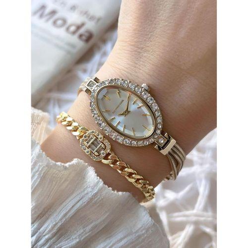 U.S.Polo Assn. Zincirli Özel Tasarım Çelik Kordon Kesme Kristal Camlı 3 Atm Kadın Kol Saati U02148.1