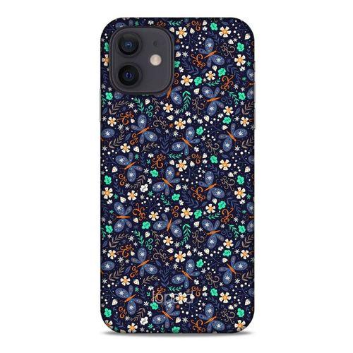 Apple iPhone 12 Kılıf Kelebek Etkisi (8) Baskılı Kılıf Turkuaz Beyaz