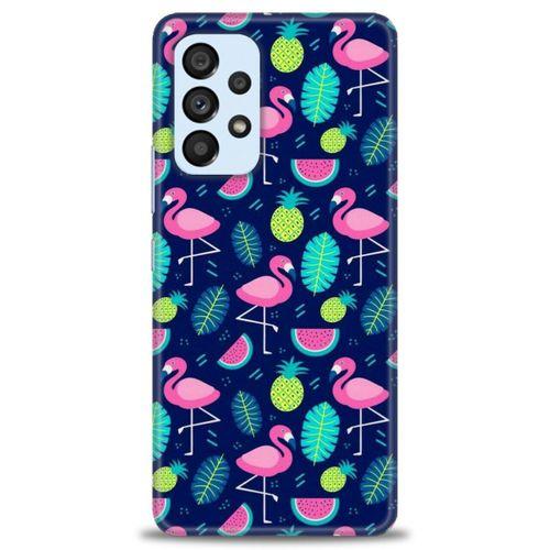 Samsung Galaxy A53 5G Kılıf HD Baskılı Kılıf - Flamingo Ananas + Tam Ekran Koruyucu