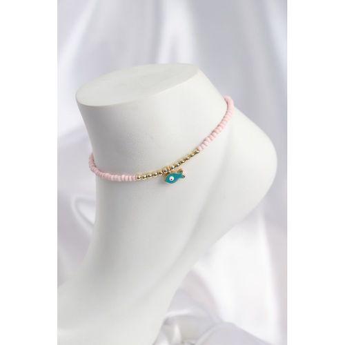 Pembe Renk Boncuklu Balık Figürlü Halhal