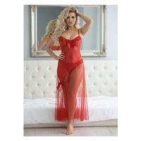 Kırmızı Dantelli Şifon Gecelik - 202