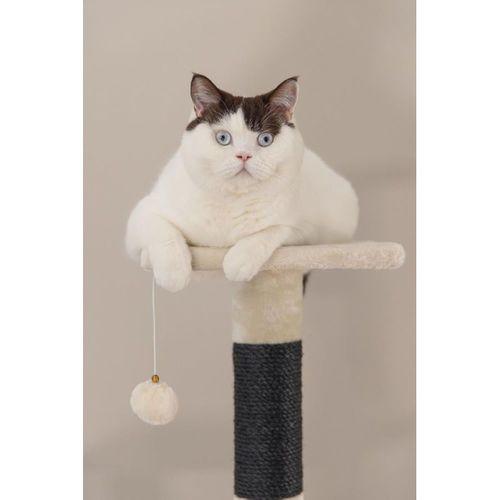 Beeztees Kedi Köşe Tırmalama ve Oyun Evi, Krem, 40x40x135cm