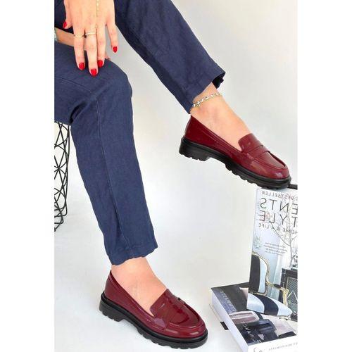 Narli Bordo Rugan Oxford Ayakkabı
