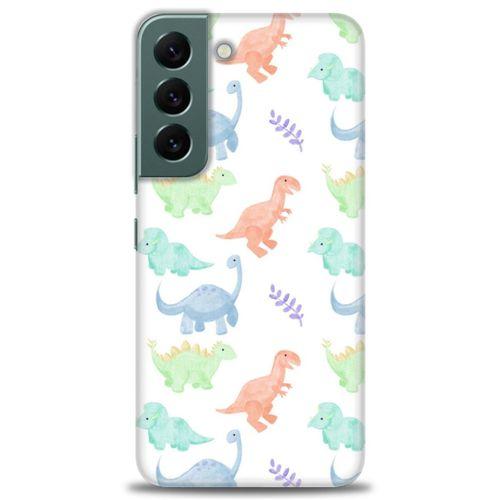 Samsung Galaxy S22 Kılıf HD Baskılı Kılıf - Minik Dinazorlar + Tam Ekran Koruyucu