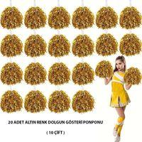10 Çift ( 20 Adet ) Altın Renk 23 Nisan 19 Mayıs 29 Ekim Okul Gösteri Ponponları