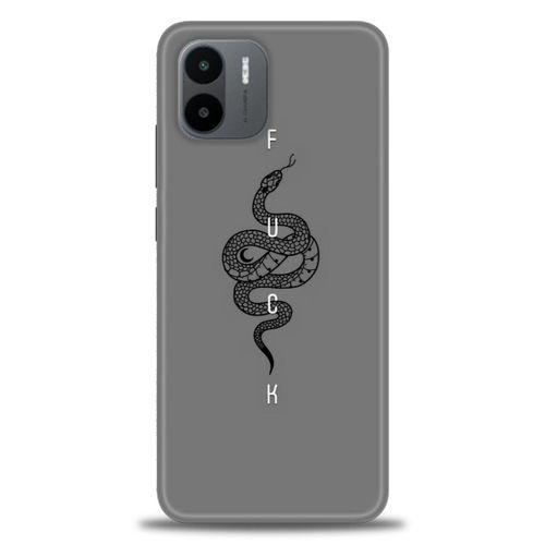 Xiaomi Redmi A1 Kılıf HD Baskılı Kılıf - Siyah Yılan + Tam Ekran Koruyucu