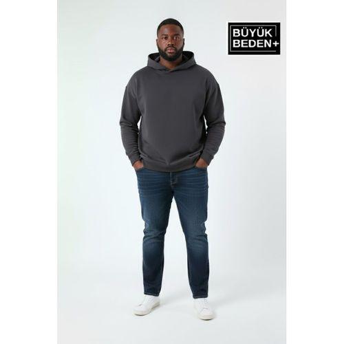 Erkek Büyük Beden Kapşonlu ince Sweatshirt SPR24BSW57