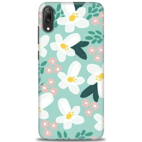 Huawei Y7 Prime 2019 Kılıf HD Baskılı Kılıf - Pembe Beyaz Papatyalar + Tam Ekran Koruyucu