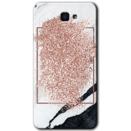 MRCİLETİSİM Samsung Galaxy J7 Prime 2 Kılıf HD Desen Baskılı Arka Kapak + Temperli Cam - Simli Mermer