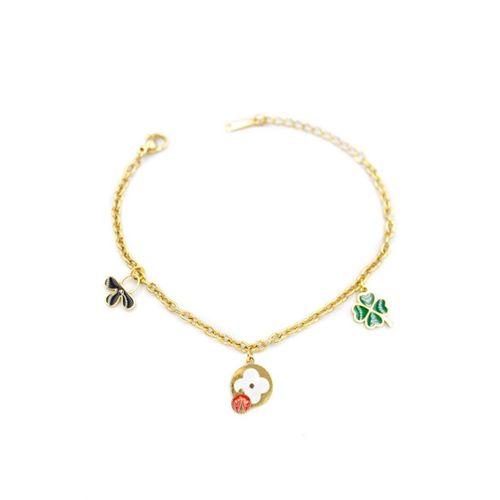 Zincirli VC Yonca Bileklik - Altın