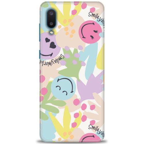 Samsung Galaxy A02 Kılıf HD Baskılı Kılıf - Smiley World + Tam Ekran Koruyucu