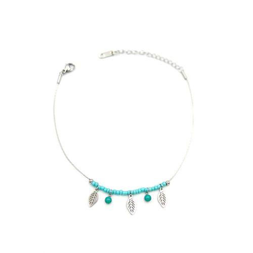 Boncuklu Yonca Halhal - Gümüş